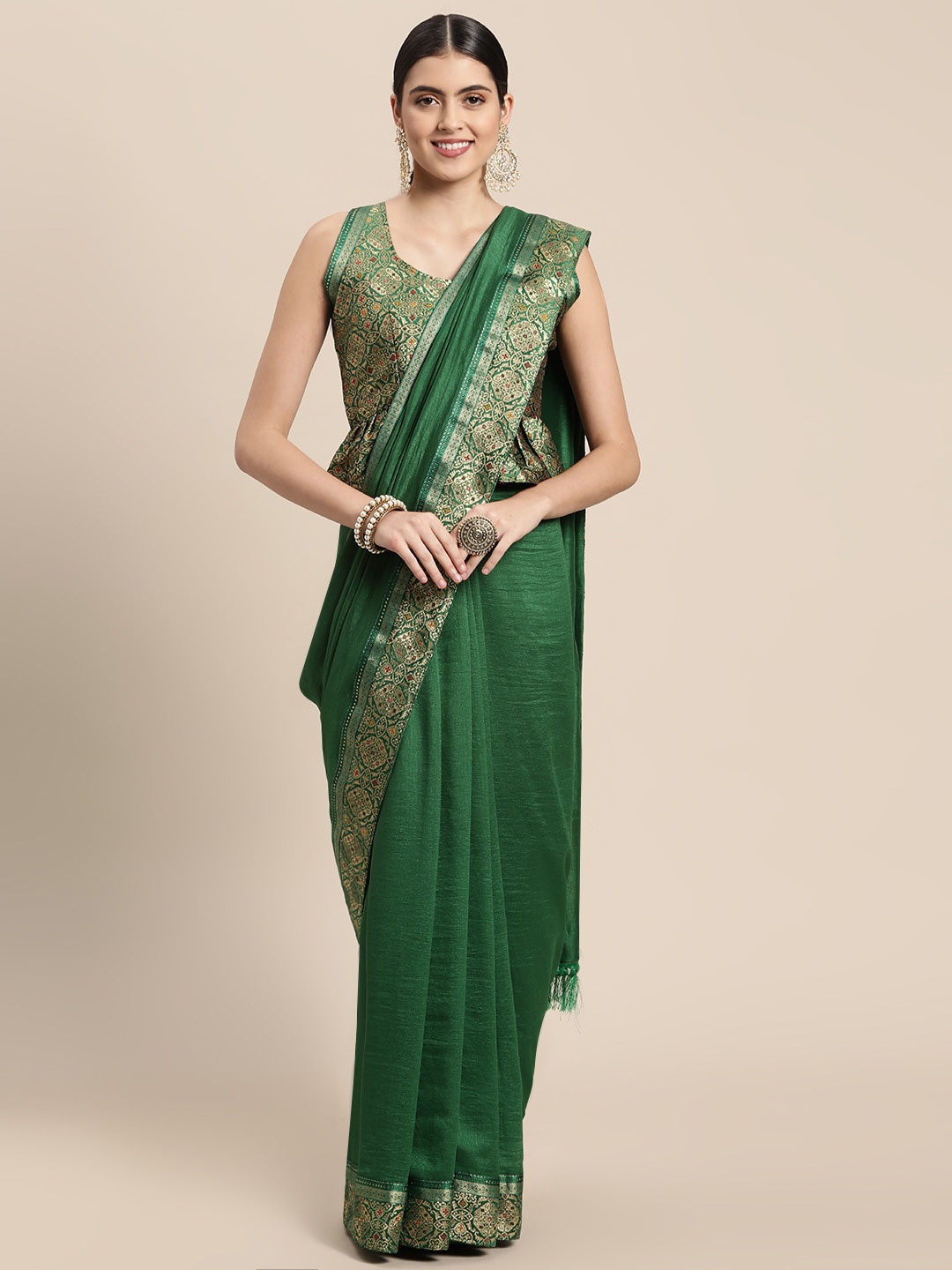 

Mitera Zari Banarasi Saree, Peach