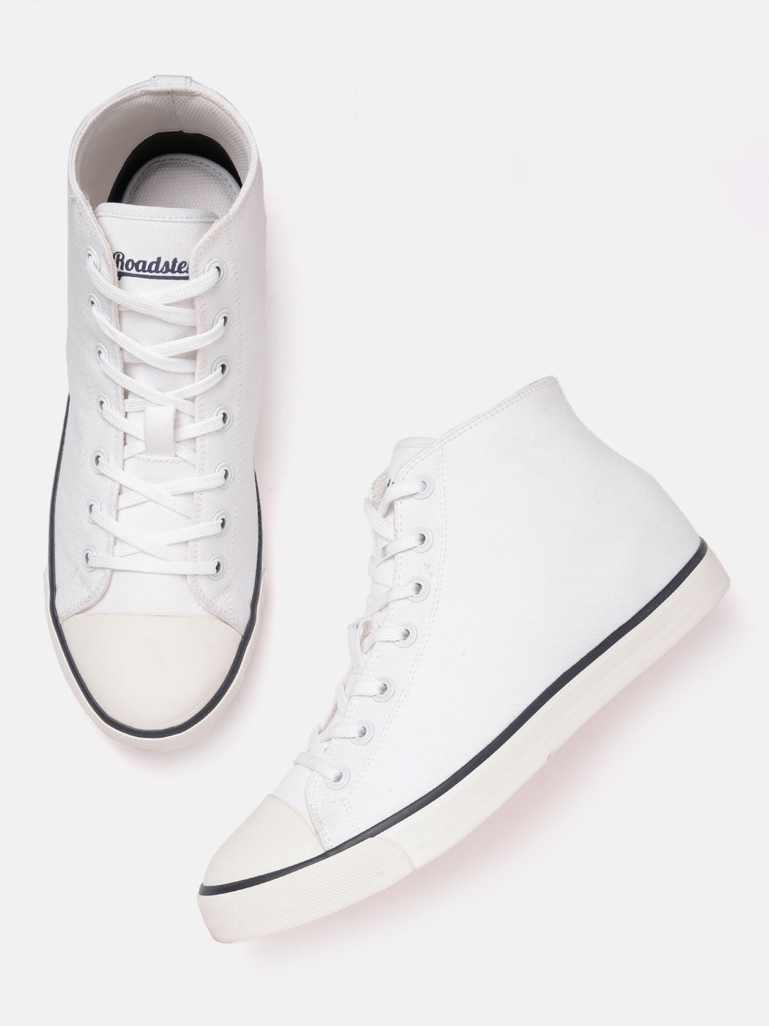 

Roadster Men Round Toe Mid-Top Sneakers, White