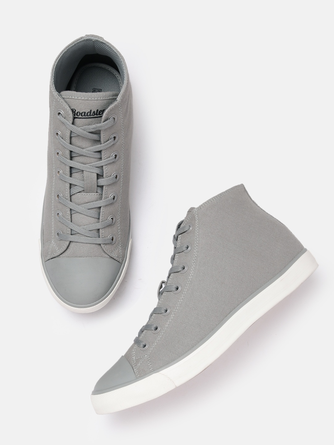 

Roadster Men Round Toe Mid-Top Sneakers, Grey