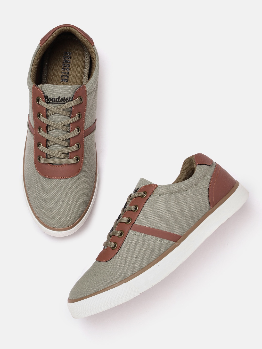 

The Roadster Lifestyle Co. Men Colourblocked Sneakers, Khaki