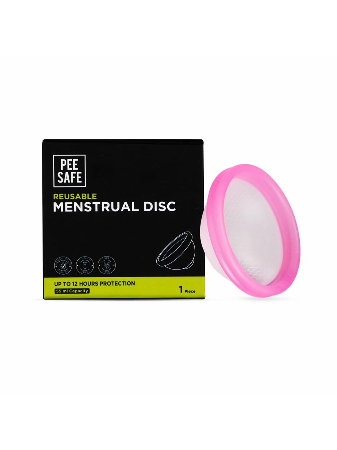 

PEESAFE Reusable Menstrual Disc with Spandex Storage Pouch, White