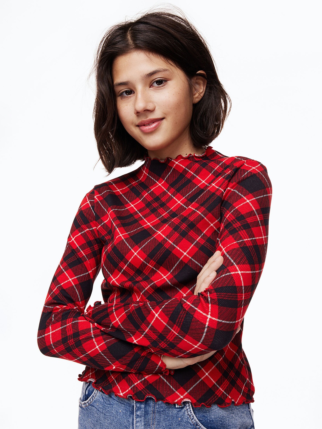 

H&M Girls Long-Sleeved Top, Red