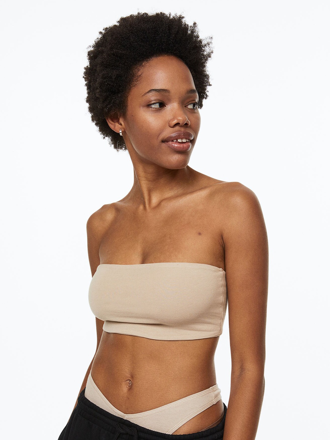 

H&M 2-Pack Cropped Tube Tops, Beige