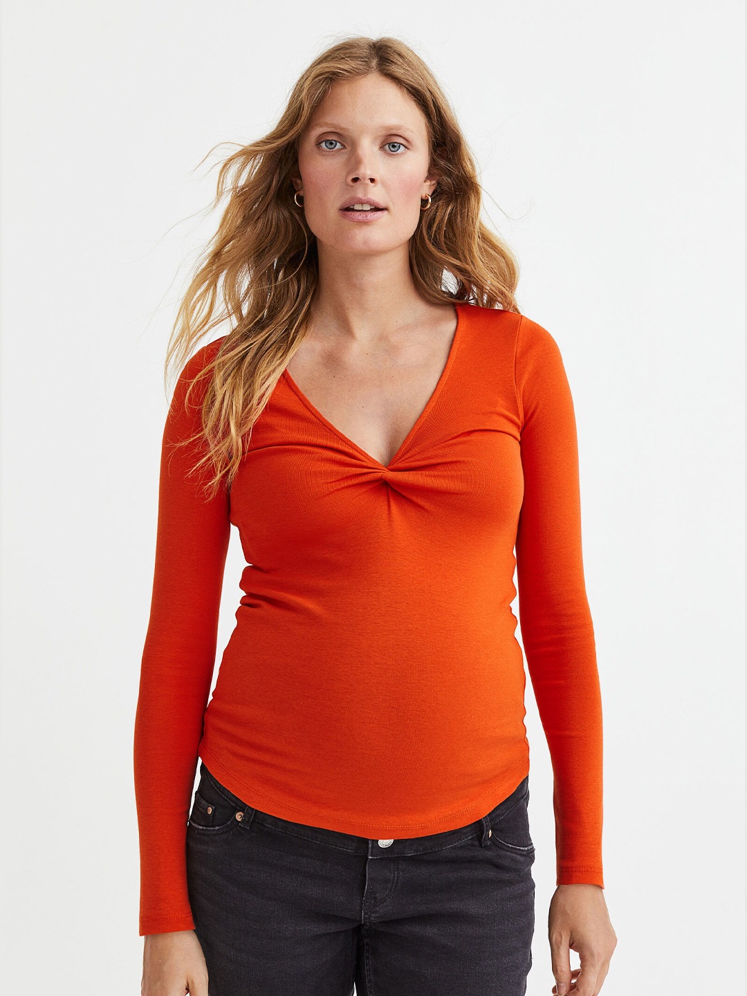 

H&M Women MAMA Knot-Detail Top, Red