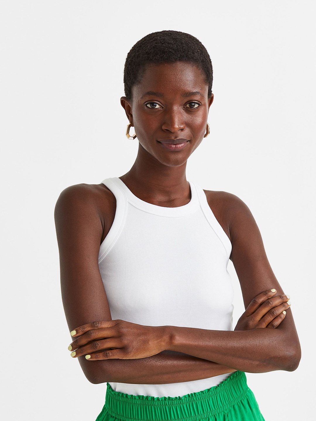 

H&M Cotton Jersey Vest Top, White