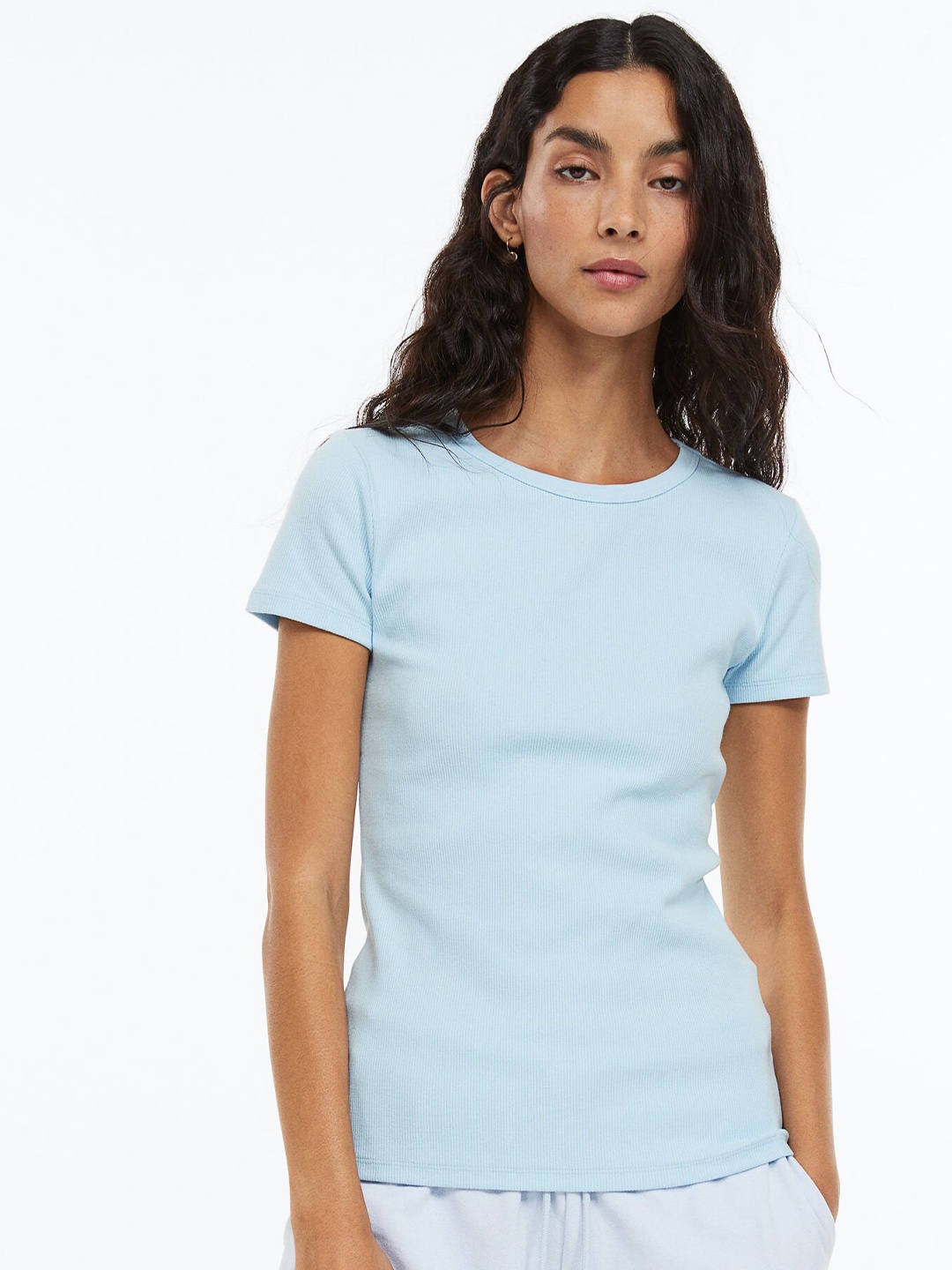 

H&M Woman Ribbed top, Blue