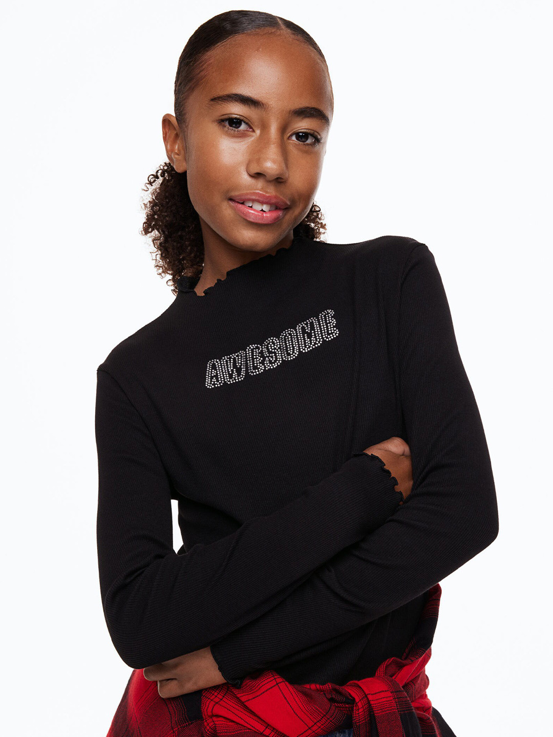 

H&M Girls Long-Sleeved Top, Black