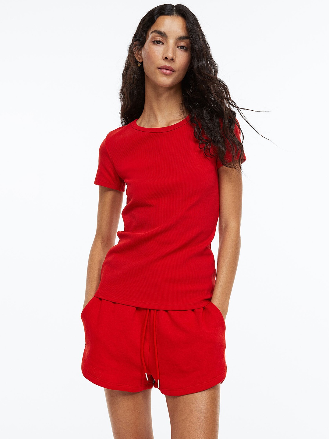 

H&M Women Ribbed Top, Red