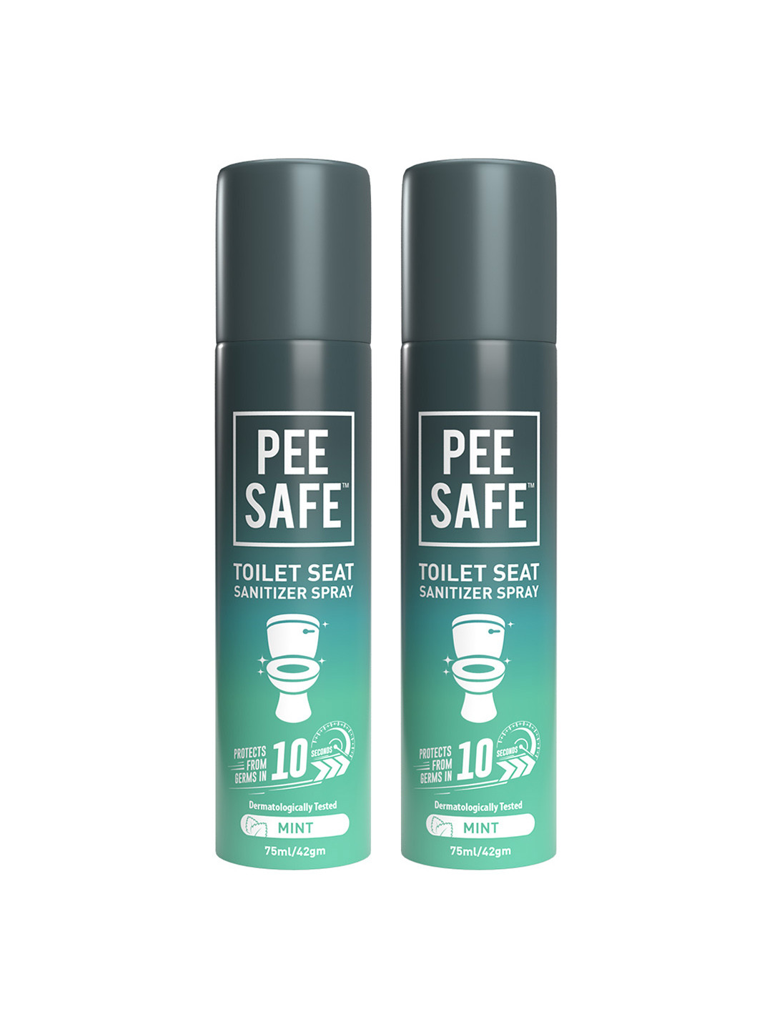 

PEESAFE Set of 2 Toilet Seat Sanitizer Spray 75 ml each - Mint, Green