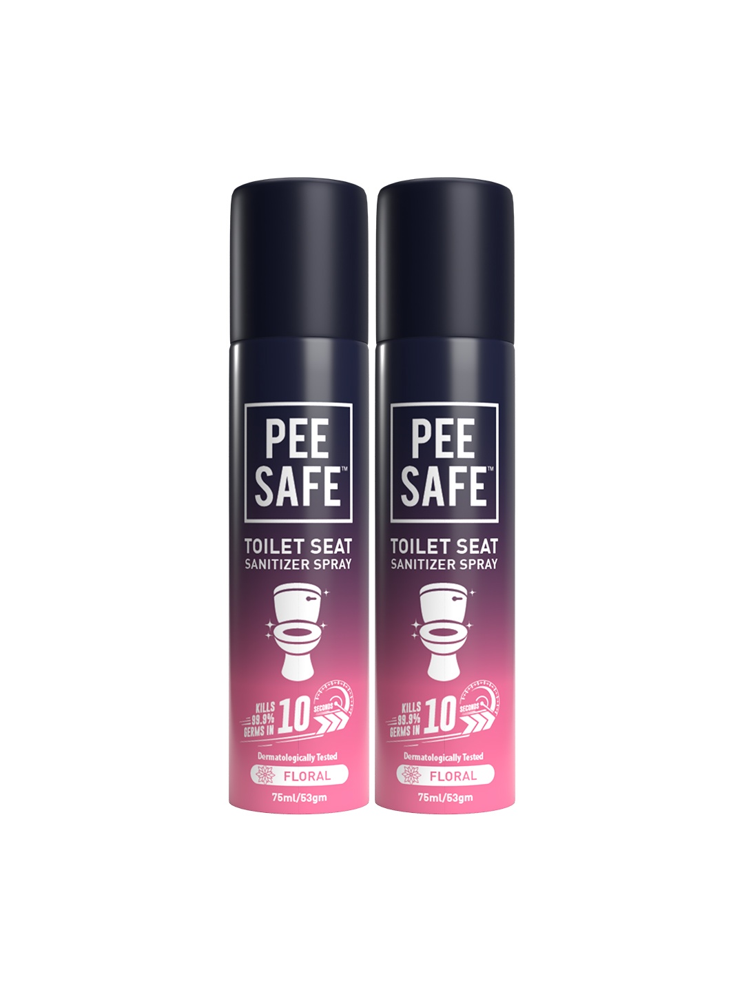 

PEESAFE Set of 2 Toilet Seat Sanitizer Spray 75 ml each - Floral, Pink