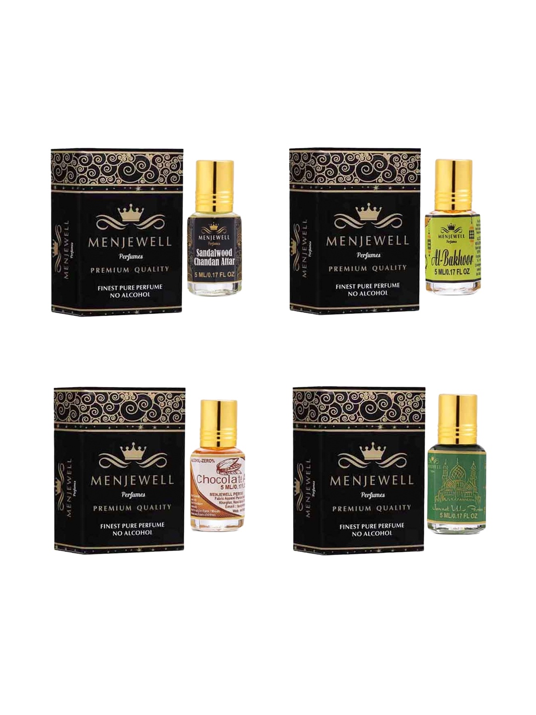 

Menjewell Unisex Set Of 4 Attar - 5 ml Each, Yellow