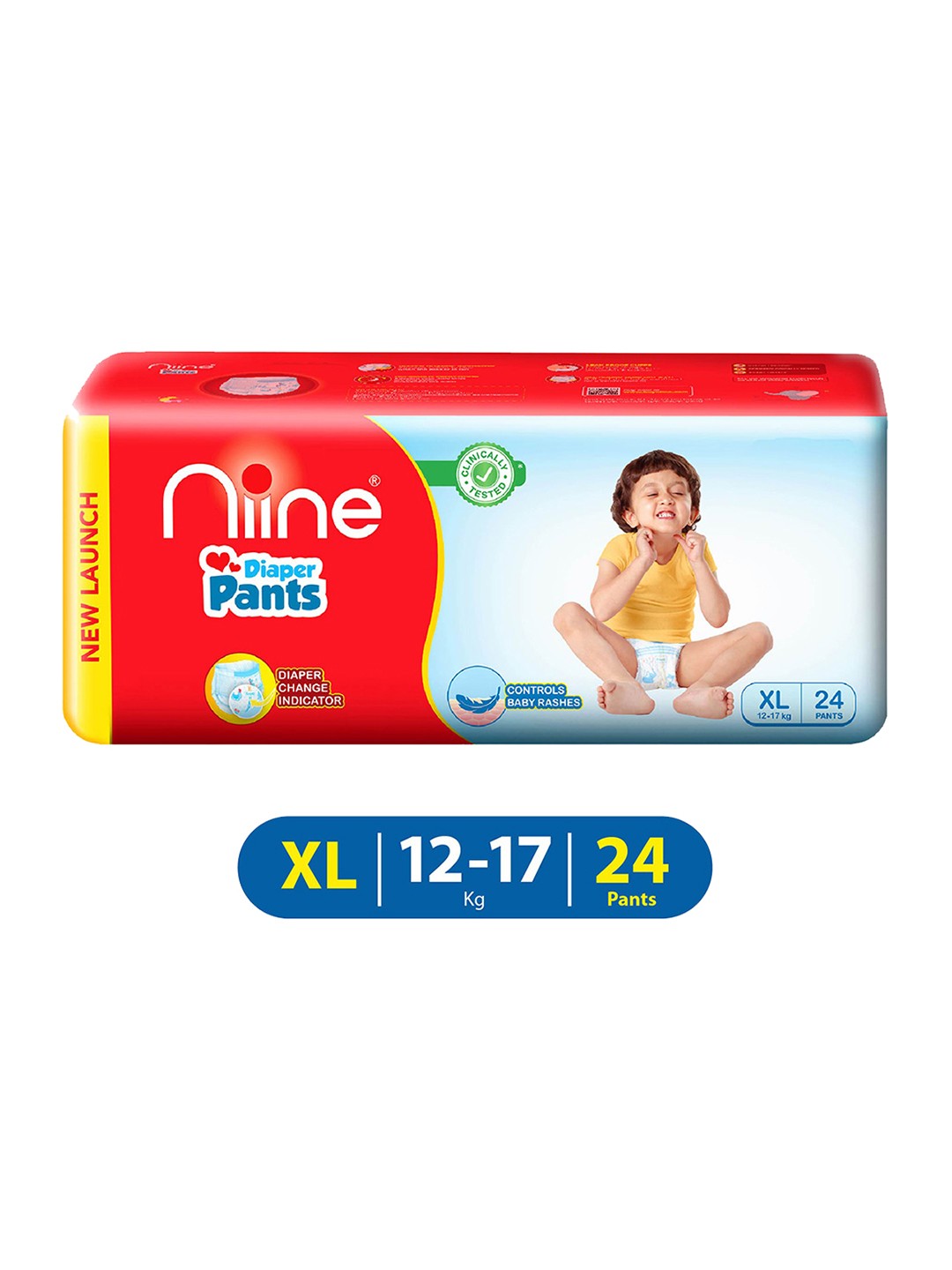 

Niine Baby Diaper Pants Extra Large(XL) Size (12-17 KG) 24 Pants, Red