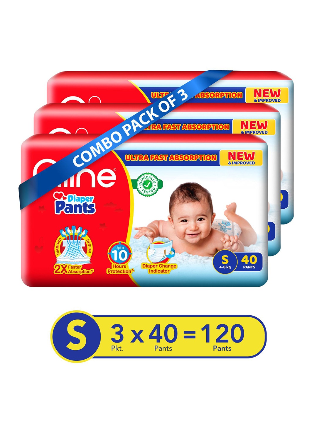 

Niine Pack of 3 Baby Diaper Pants Small Size 4-8 KG - 126 Pants, Red