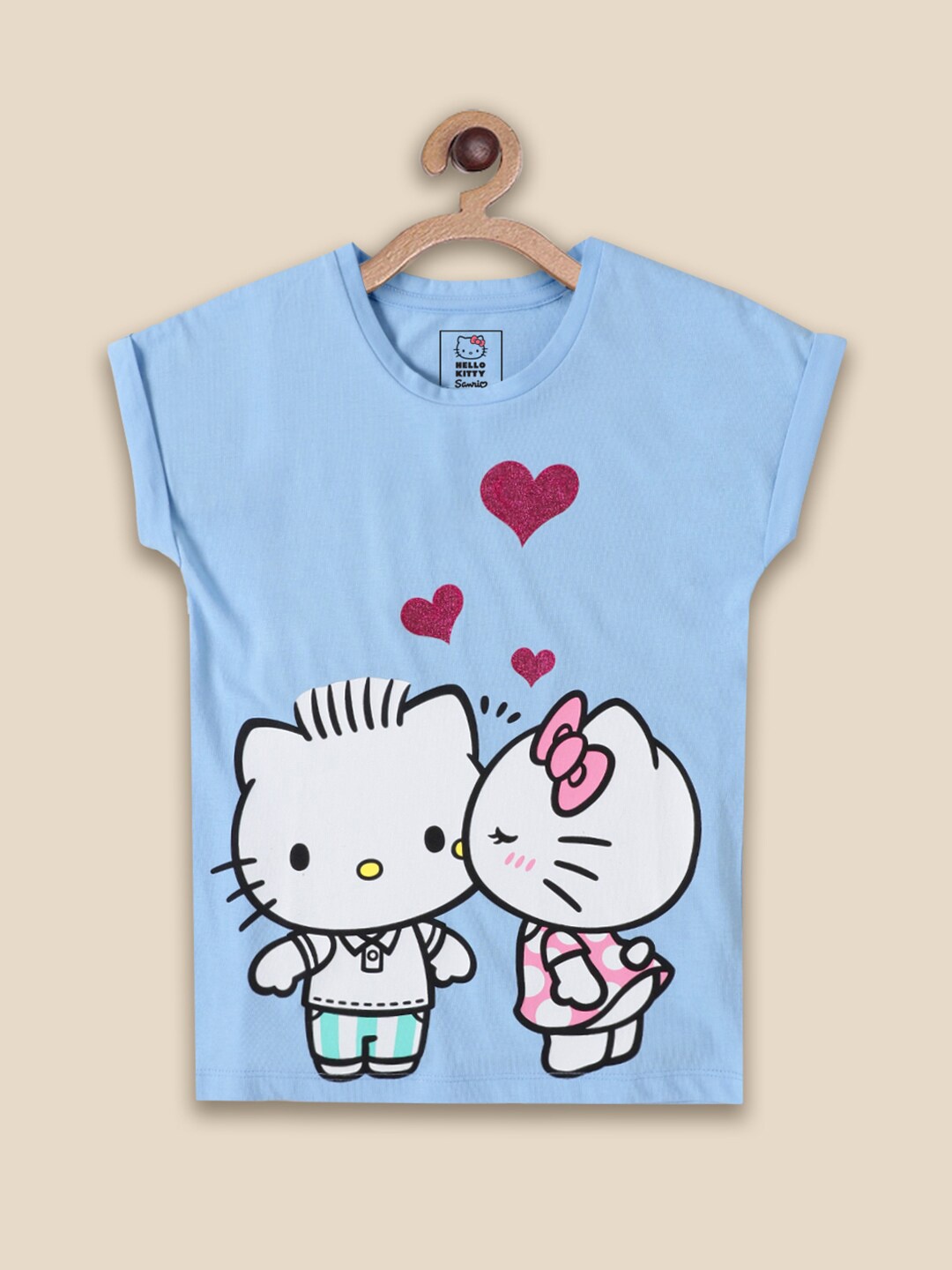 

Kids Ville Girls Hello Kitty-Printed Cotton T-Shirts, Blue