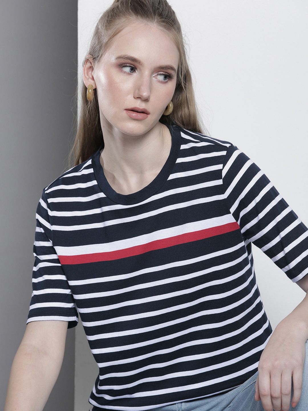 

Tommy Hilfiger Striped Pure Cotton T-shirt, Navy blue