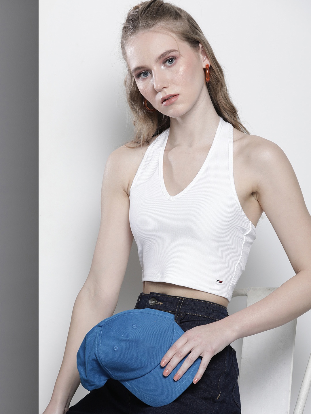 

Tommy Hilfiger Halter Neck Styled Back Top, White