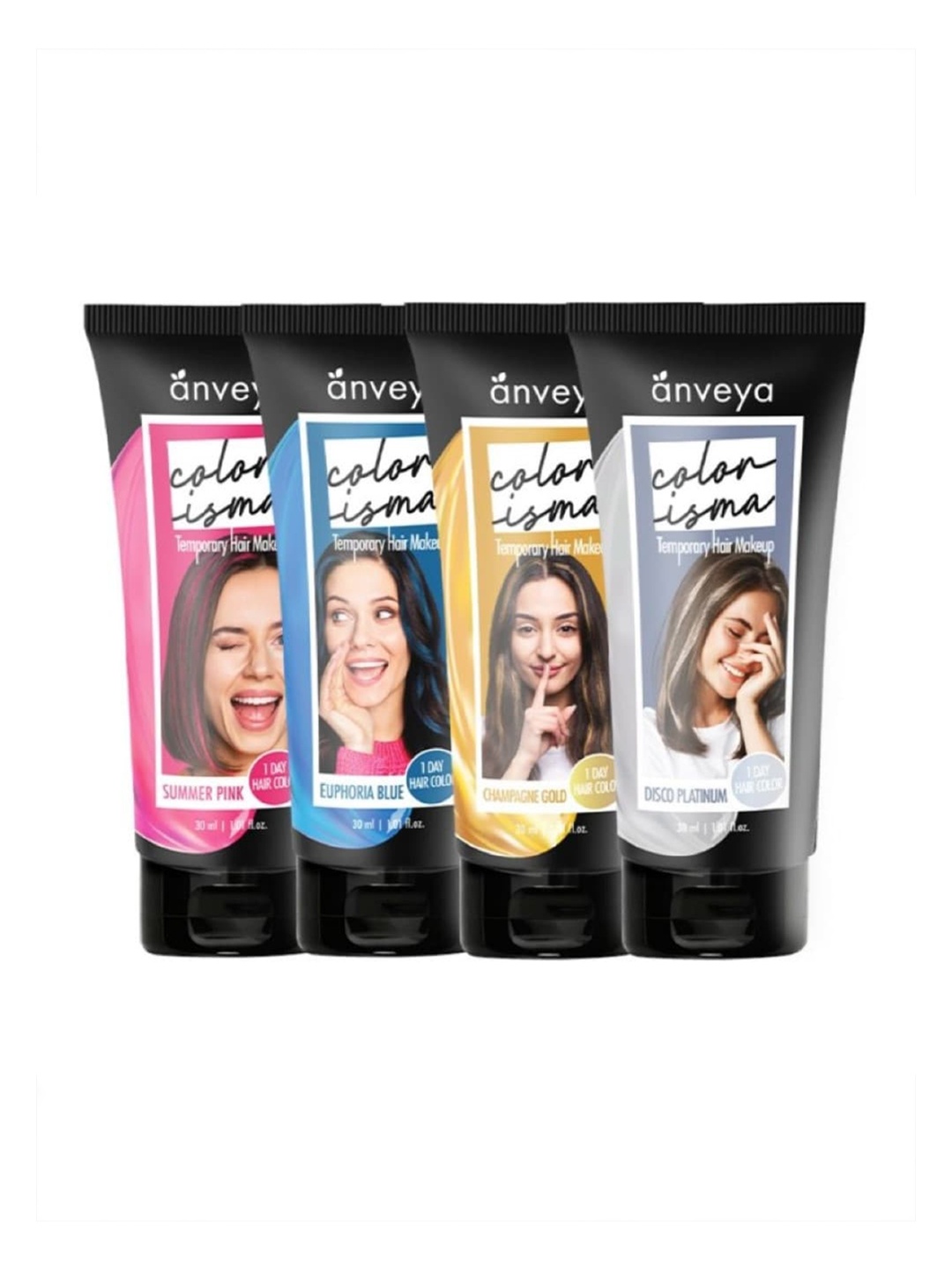 

anveya Set Of 4 Colorisma Temporary Hair Color 30 ml Each, Multi