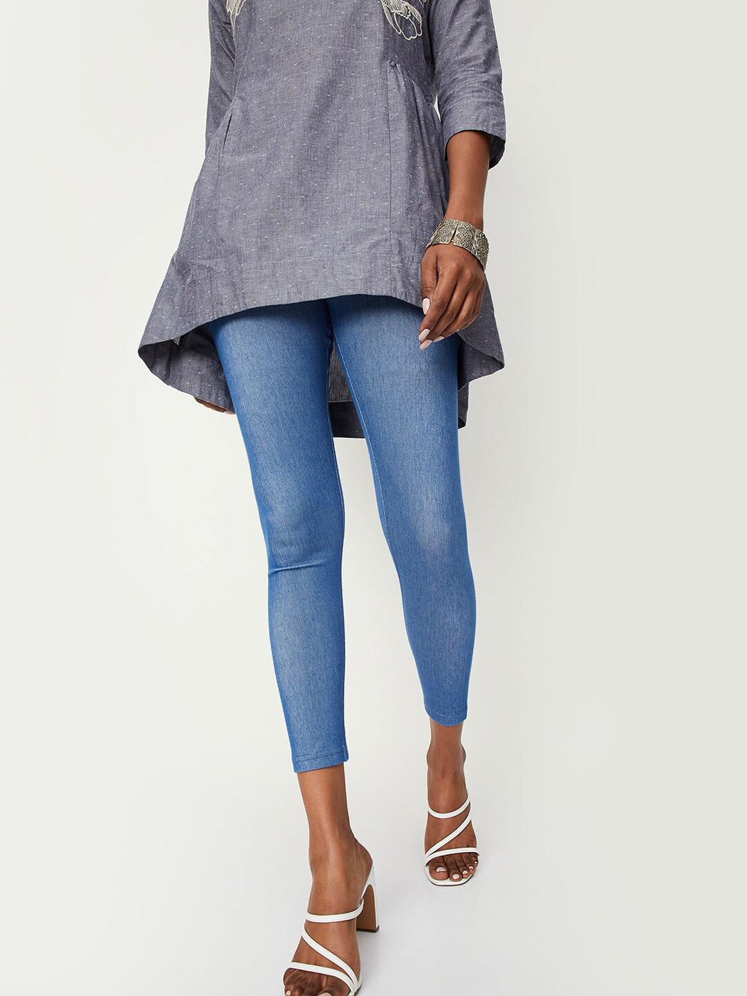 

max Women Ankle Length Leggings, Blue