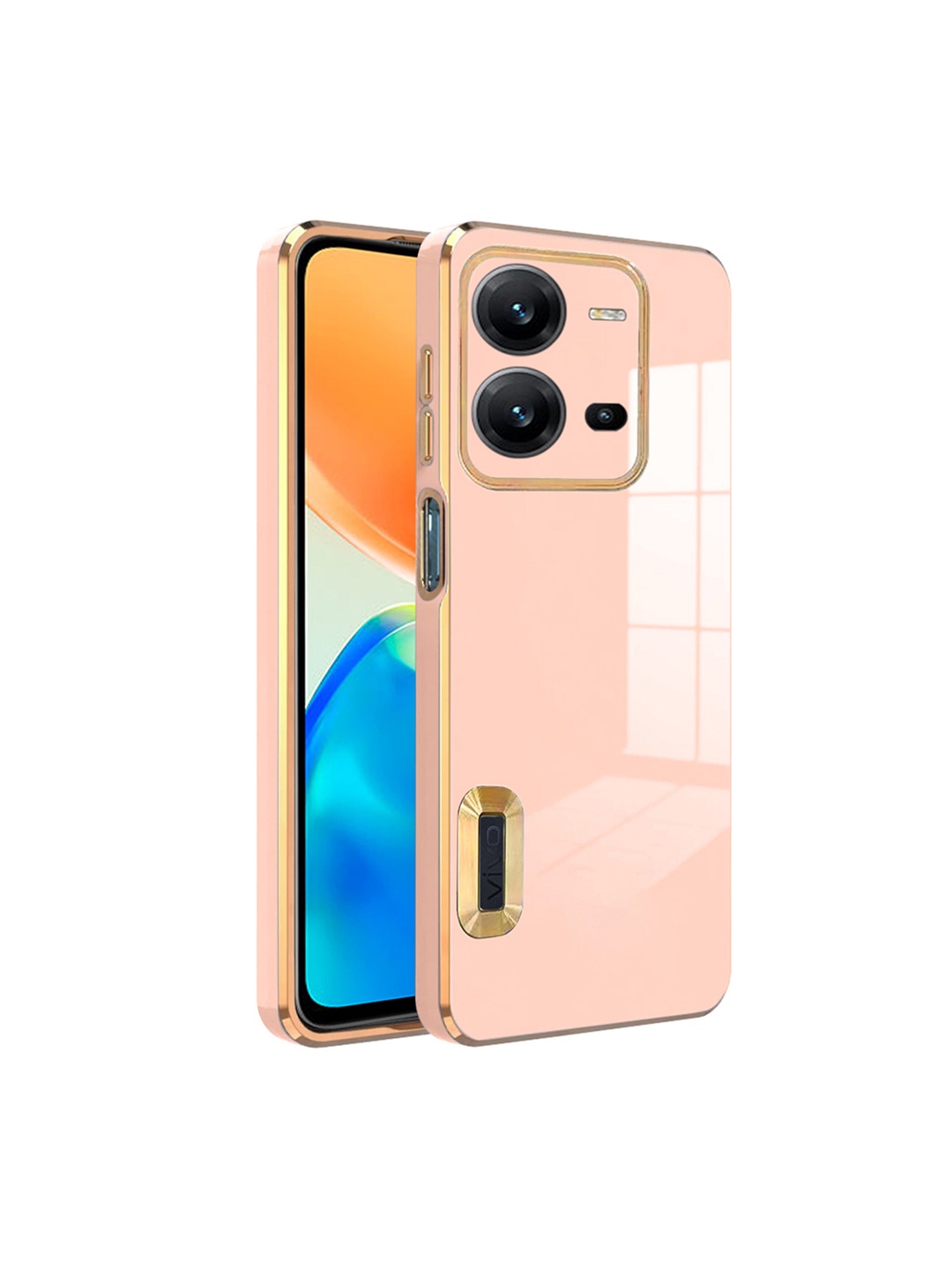

Karwan Shock Proof Vivo V25 Silicone Phone Back Case, Peach