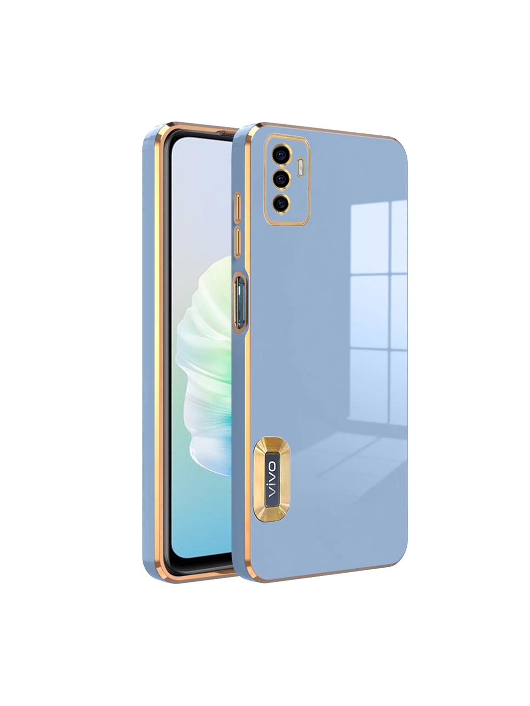 

Karwan Sweat-Proof & Camera Protection Vivo V23E Silicone Phone Back Case, Blue