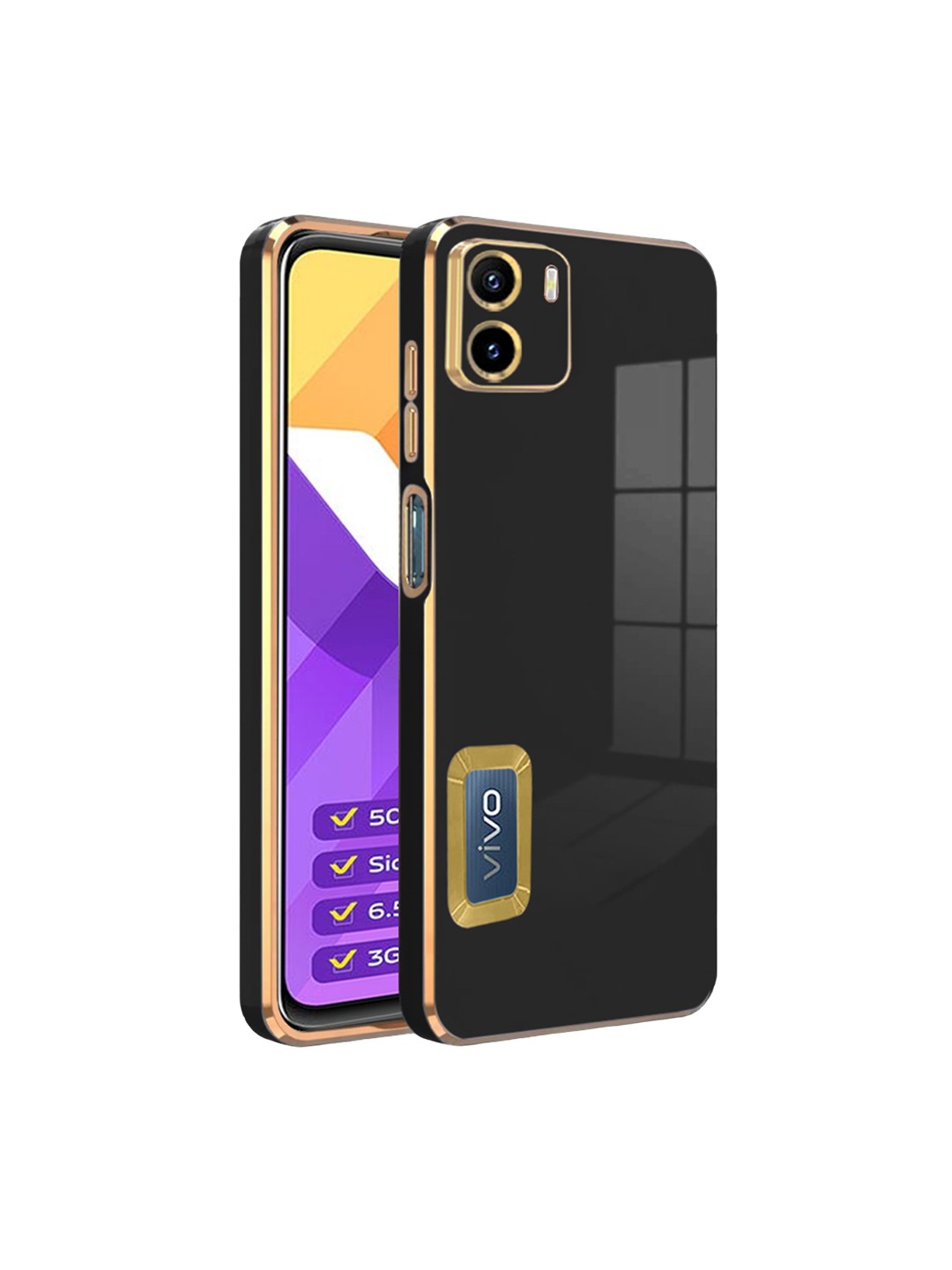 

Karwan Sweat-Proof & Camera Protection Vivo Y15S Silicone Phone Back Case, Black