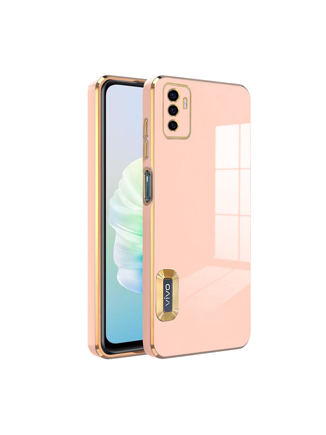 

Karwan Camera Protection Vivo V23E Phone Back Case, Peach