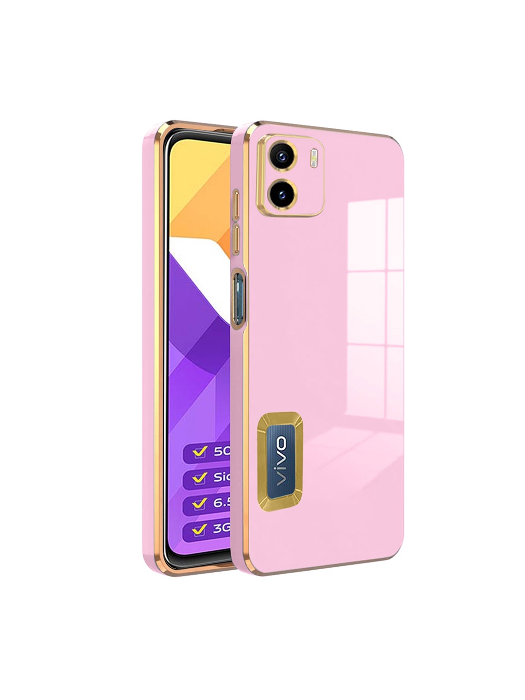 

Karwan Camera Protection Vivo Y15S Silicone Phone Back Case, Pink
