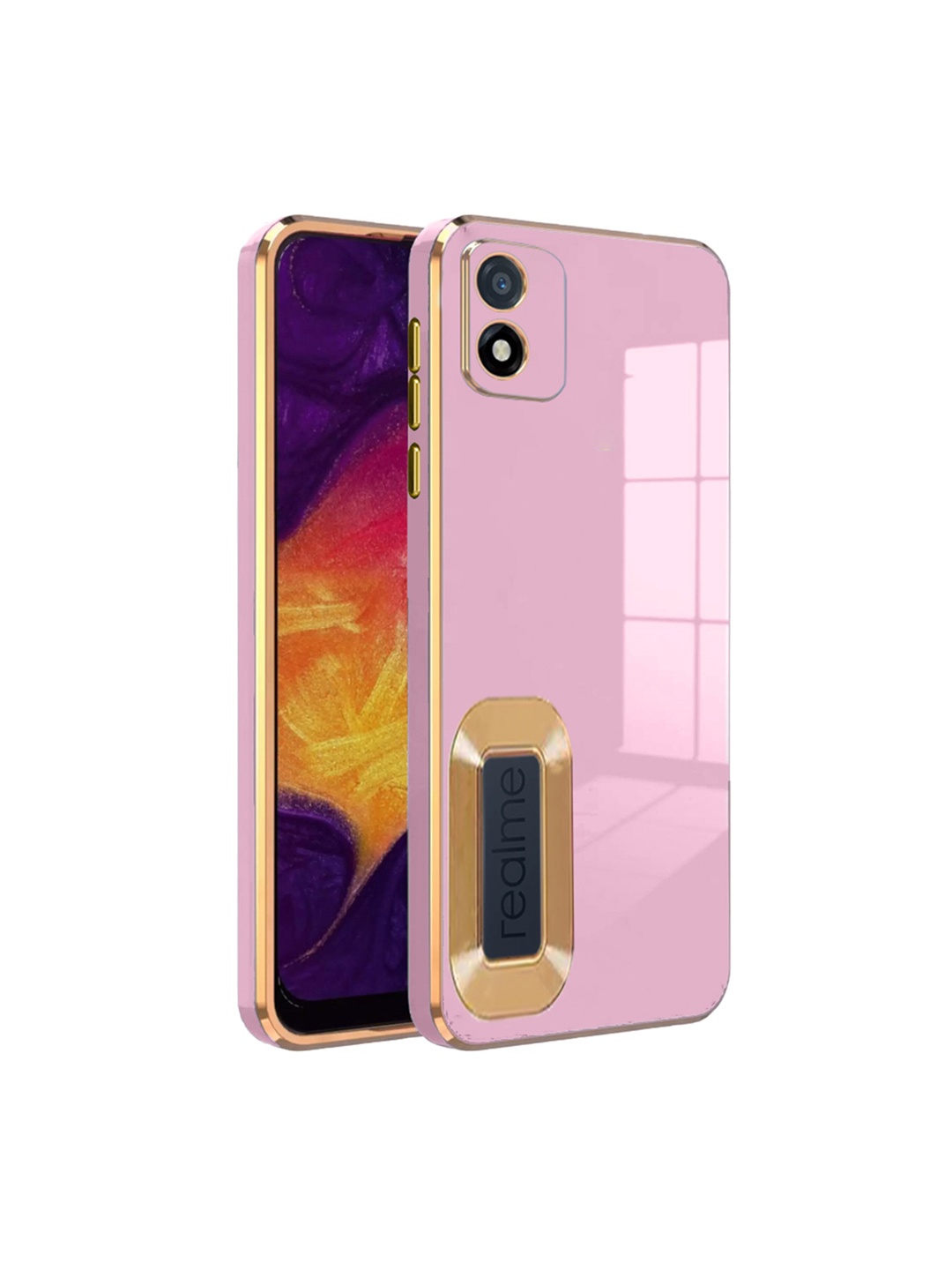 

Karwan Camera Protection Realme C 20 Silicone Phone Back Case, Pink