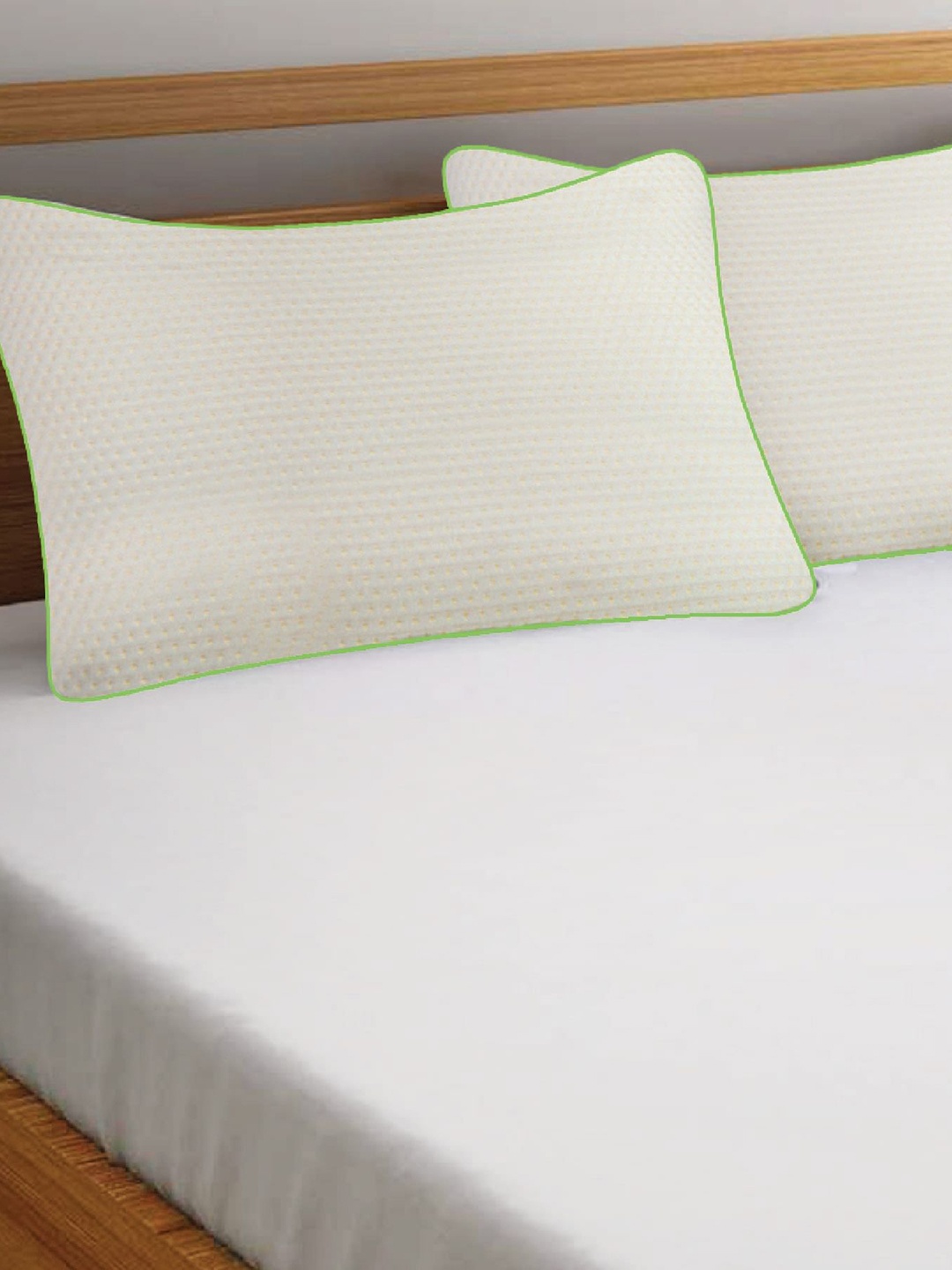 

HomeTown White & Green 2 Pcs Serenity Orthopedic Memory Foam Sleep Pillows