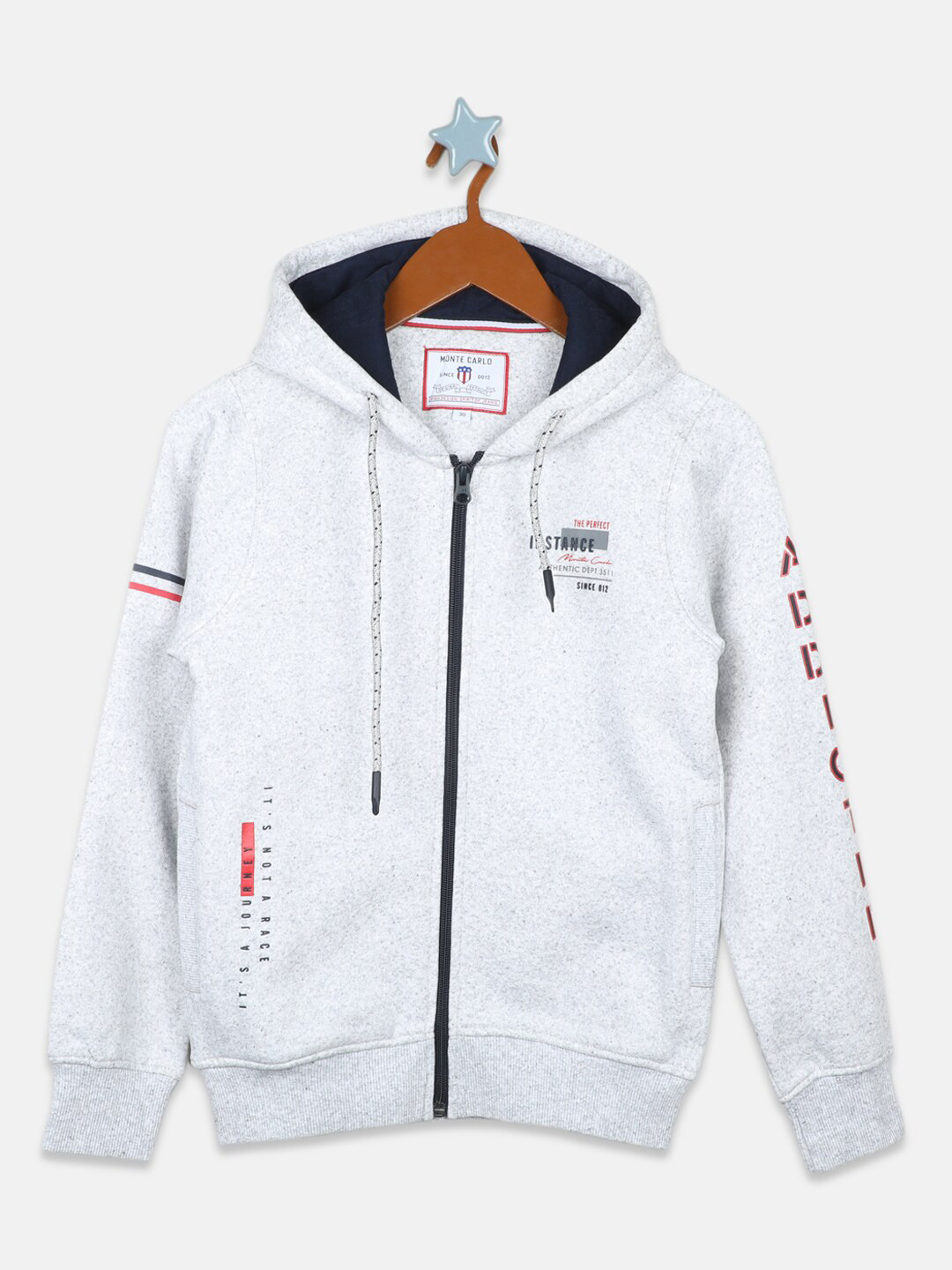 

Monte Carlo Boys Front-Open Hooded Sweatshirt, Grey