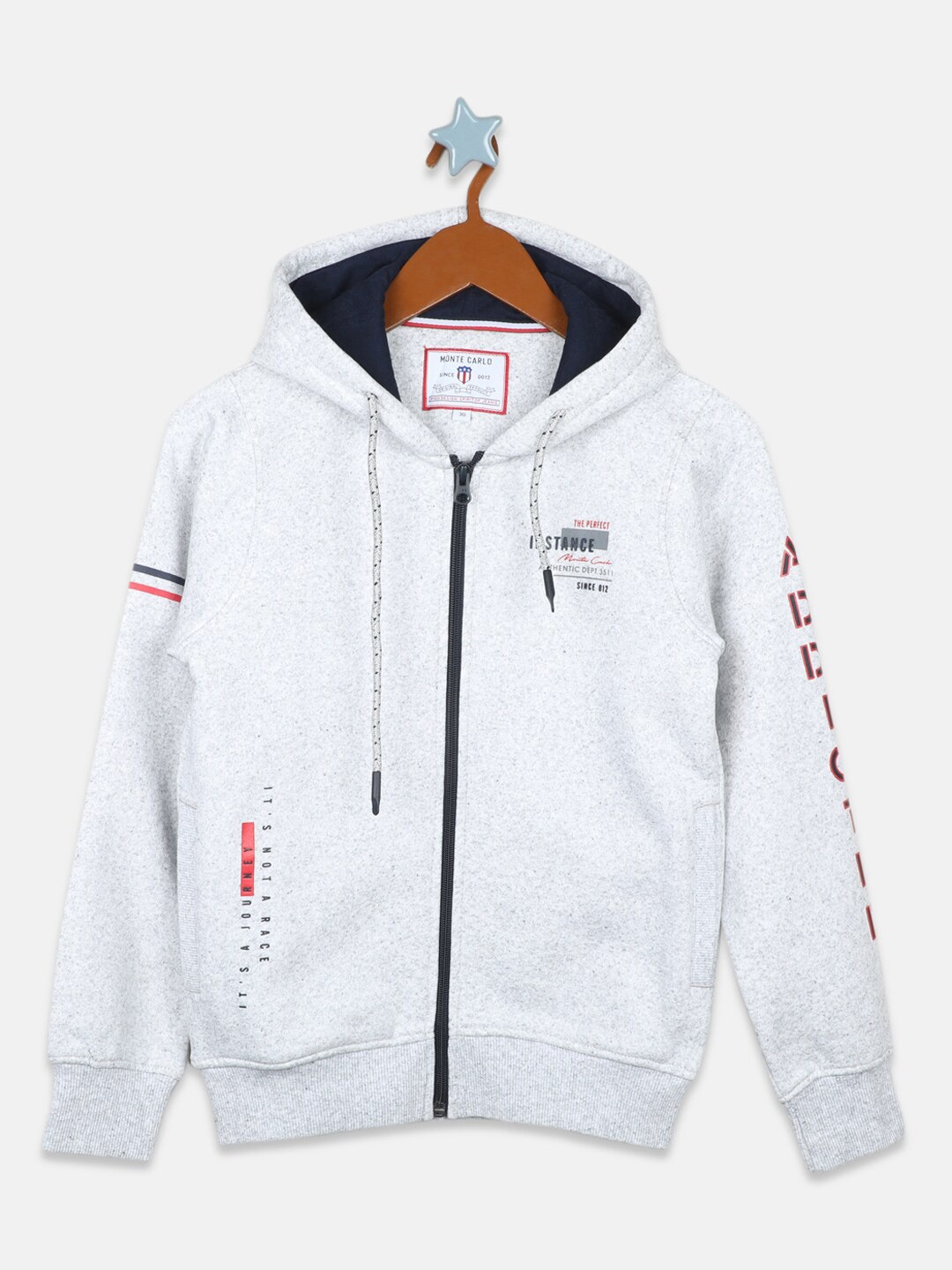 

Monte Carlo Boys Front-Open Hooded Sweatshirt, Grey