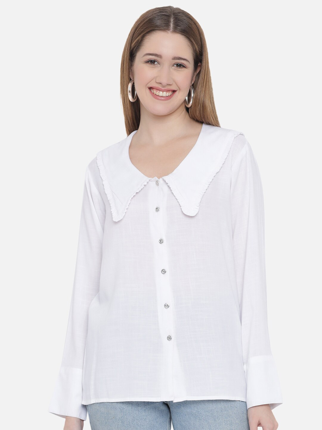 

Indietoga Women Classic Casual Cotton Linen Shirt, White