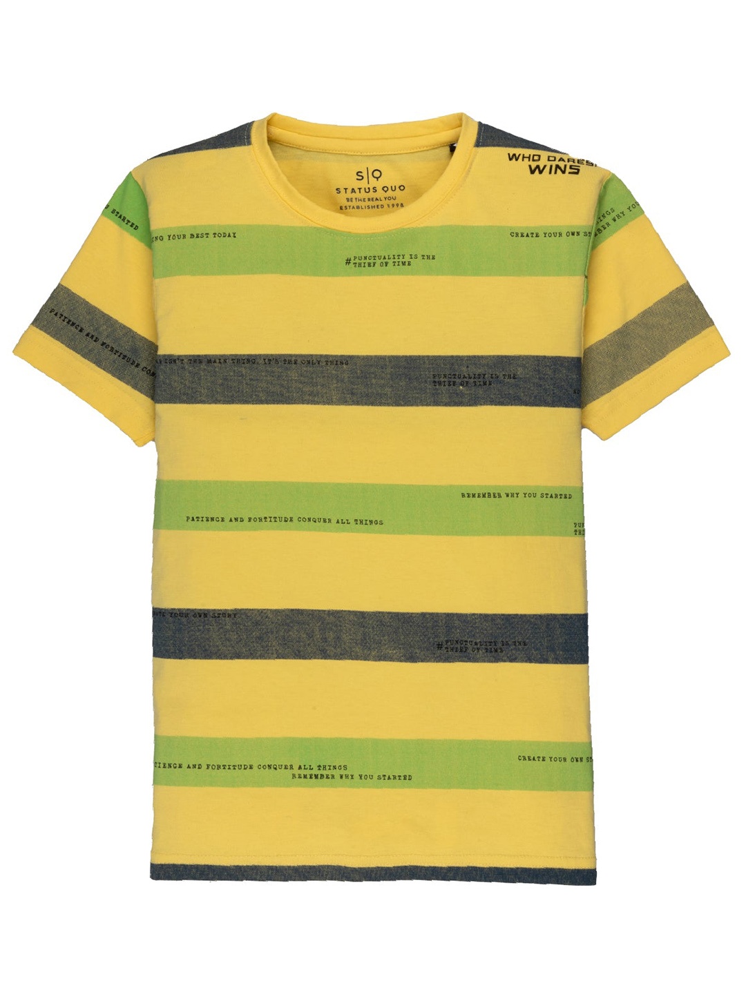 

Status Quo Boys Striped Round neck Short Sleeve Cotton T-shirt, Yellow