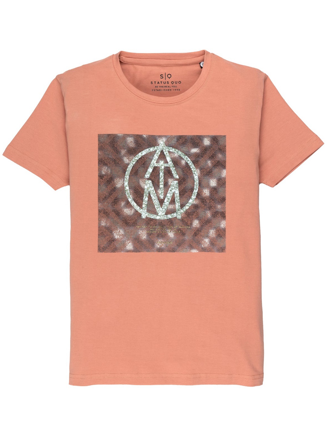 

Status Quo Boys Graphic Printed Round Neck Cotton T-shirt, Coral
