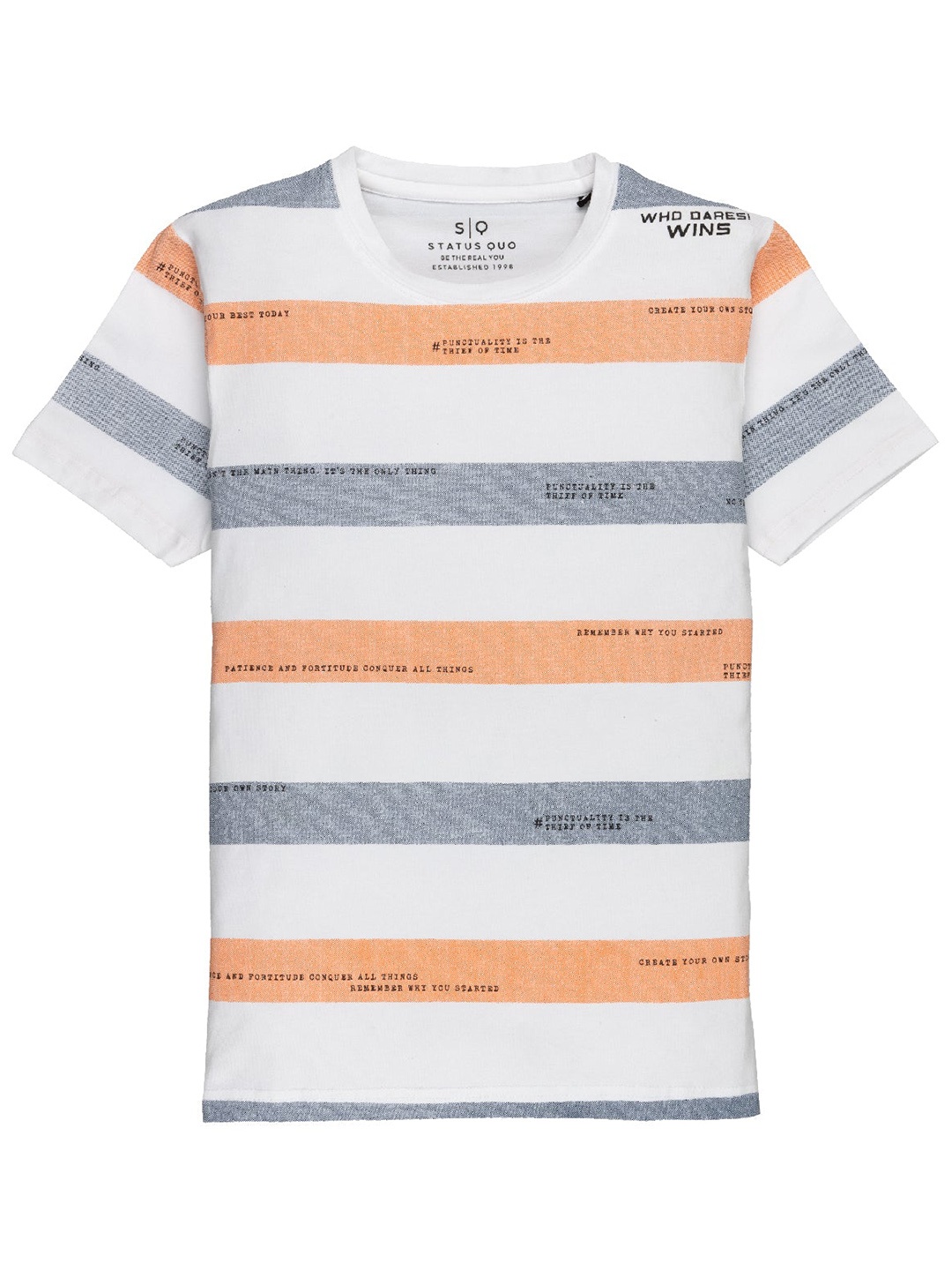 

Status Quo Boys Striped Cotton T-shirt, Off white