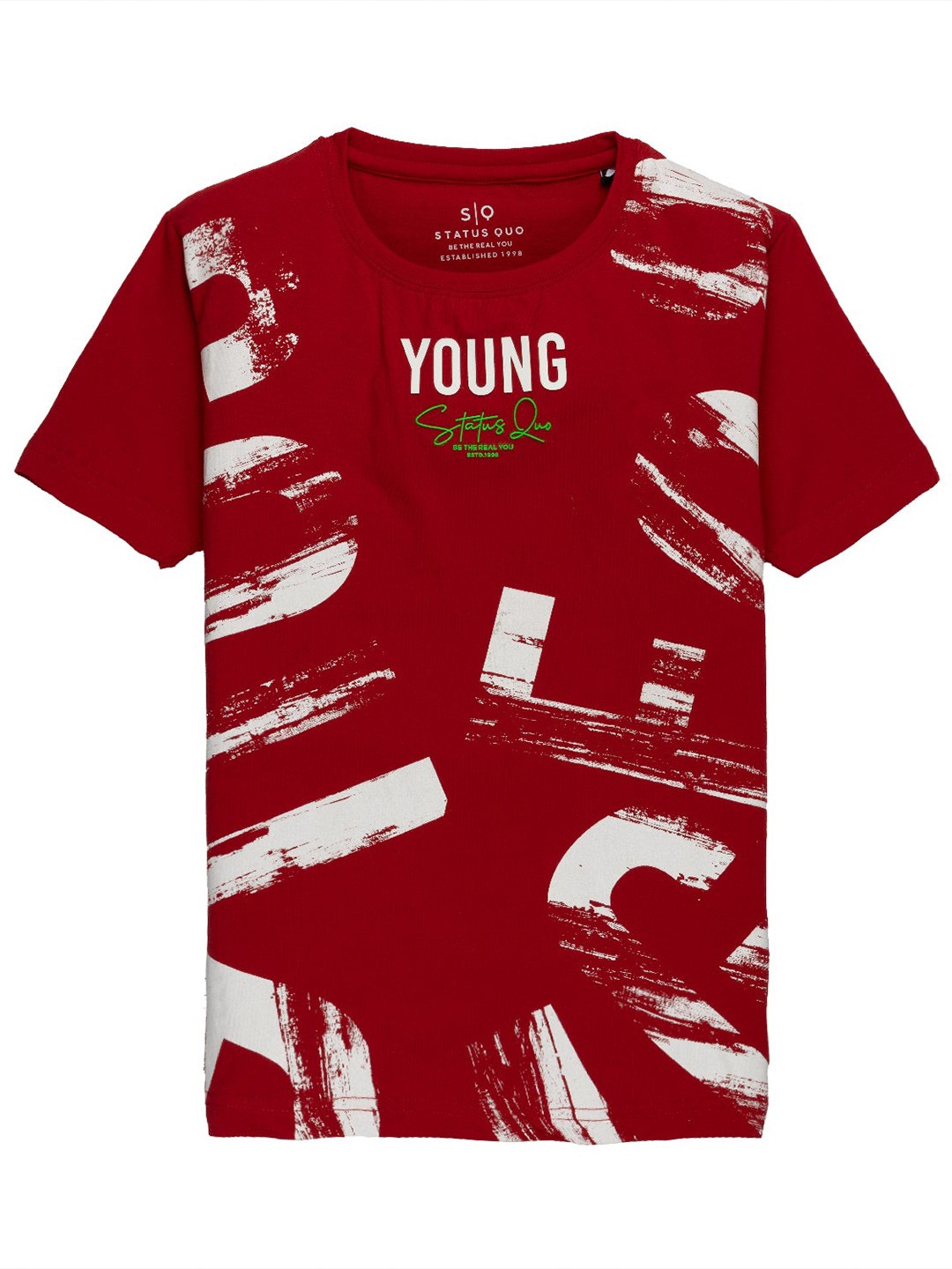 

Status Quo Boys Typography Printed Cotton T-shirt, Red