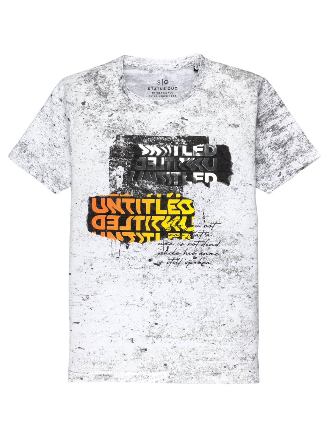 

Status Quo Boys Printed Round Neck Cotton T-shirt, Off white