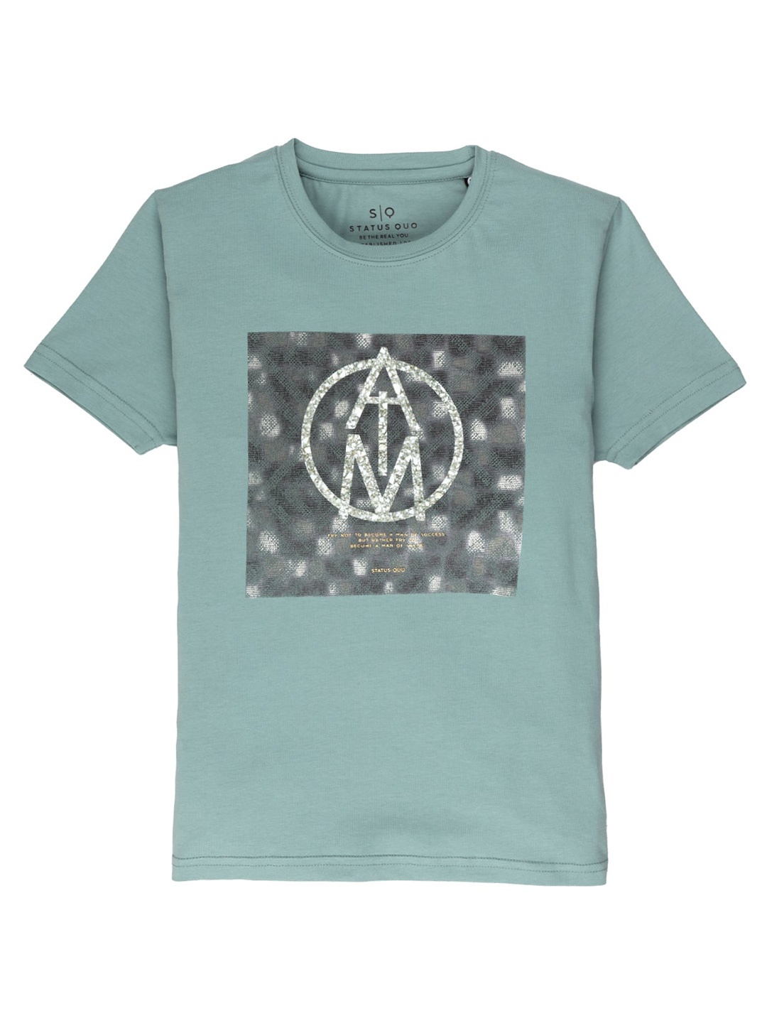 

Status Quo Boys Graphic Printed Round Neck Cotton T-shirt, Teal