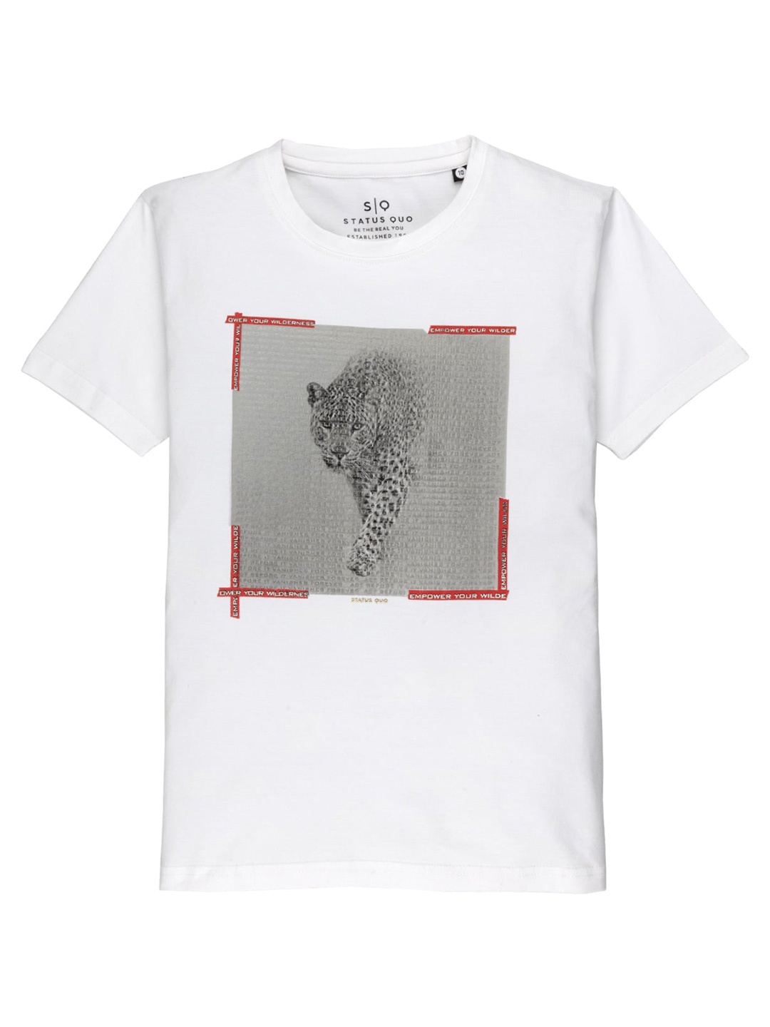 

Status Quo Boys Graphic Printed Cotton T-shirt, Off white