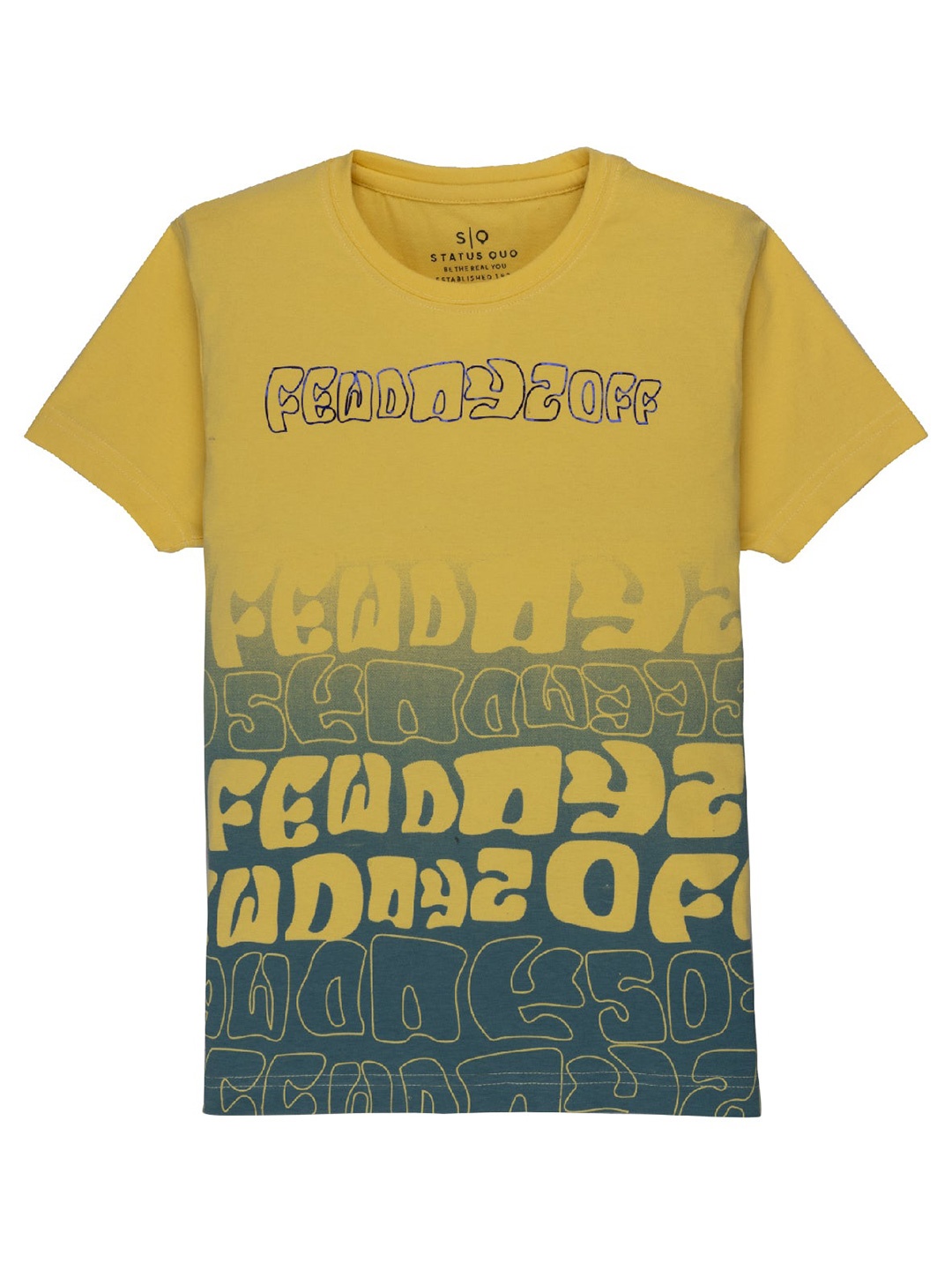 

Status Quo Boys Typography Printed Cotton T-shirt, Yellow