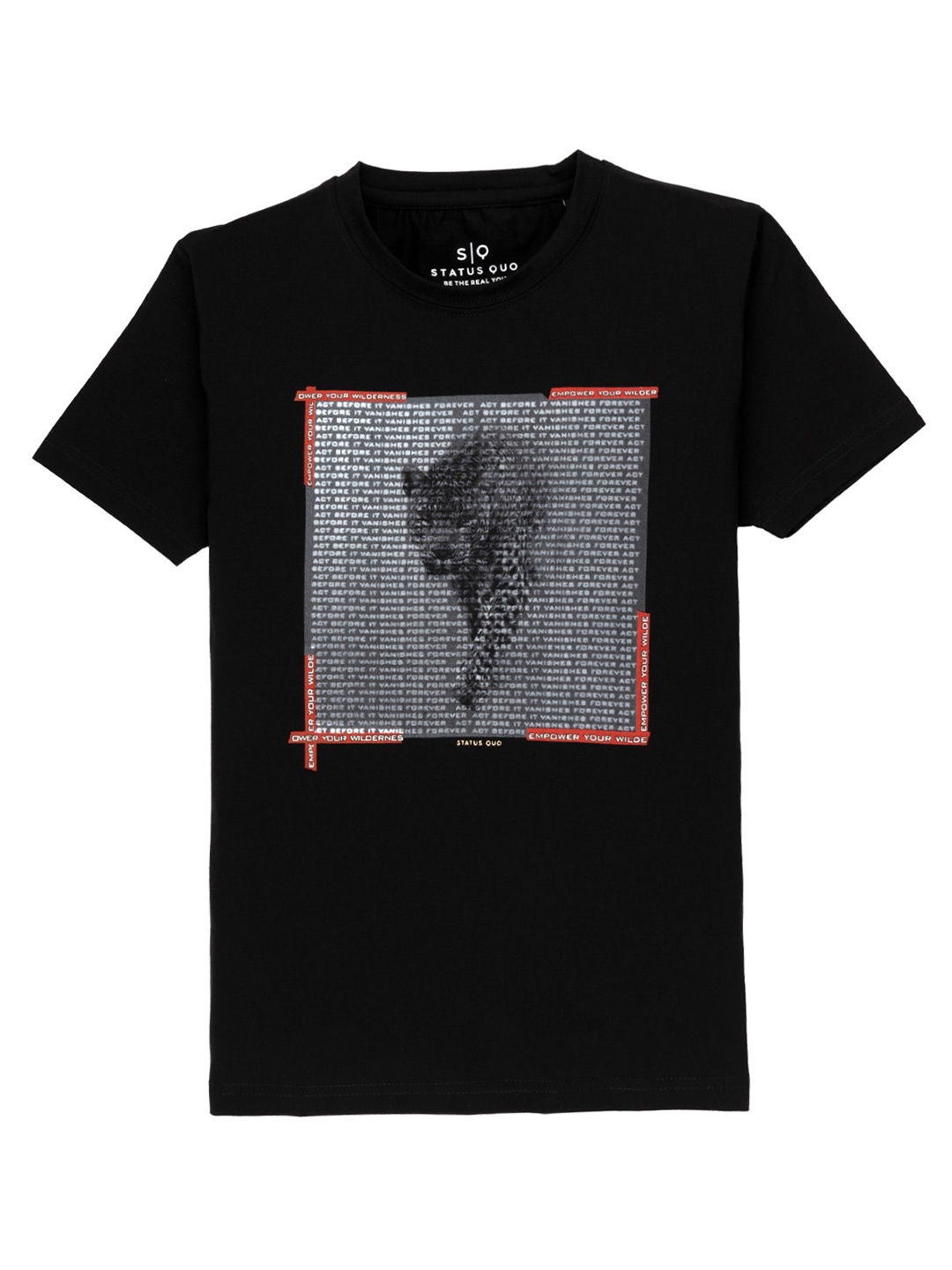 

Status Quo Boys Typography Printed Cotton T-shirt, Black
