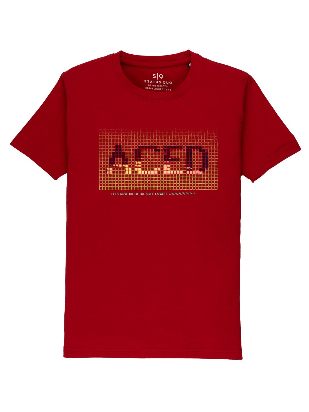 

Status Quo Boys Typography Printed Round Neck Cotton T-shirt, Red