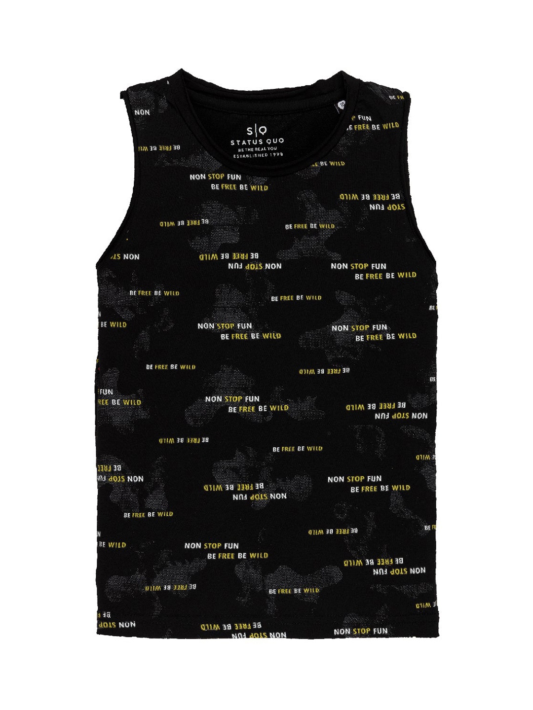 

Status Quo Boys Typography Printed Cotton T-shirt, Black