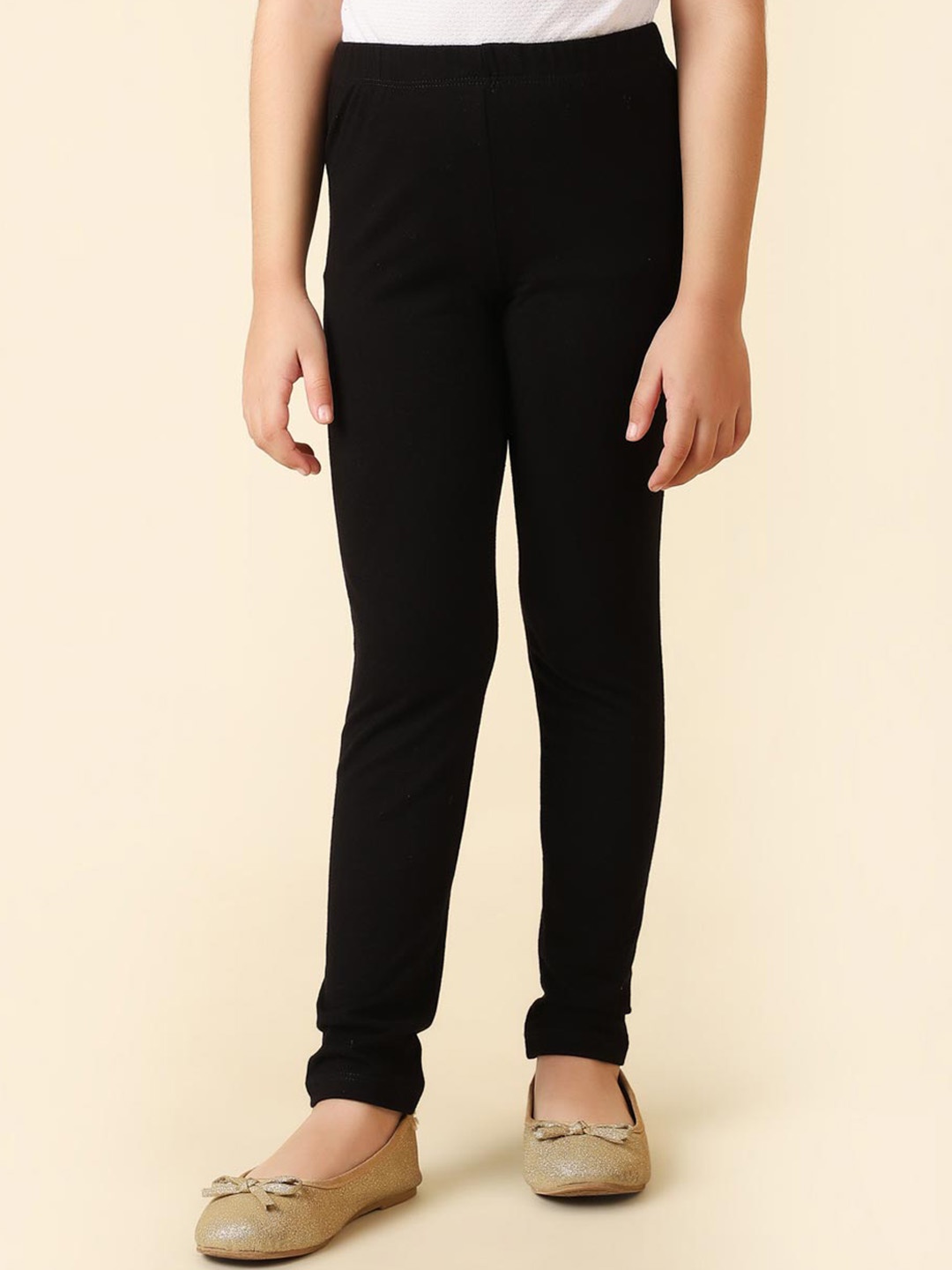 

Fabindia Girls Churidar-Length Leggings, Black