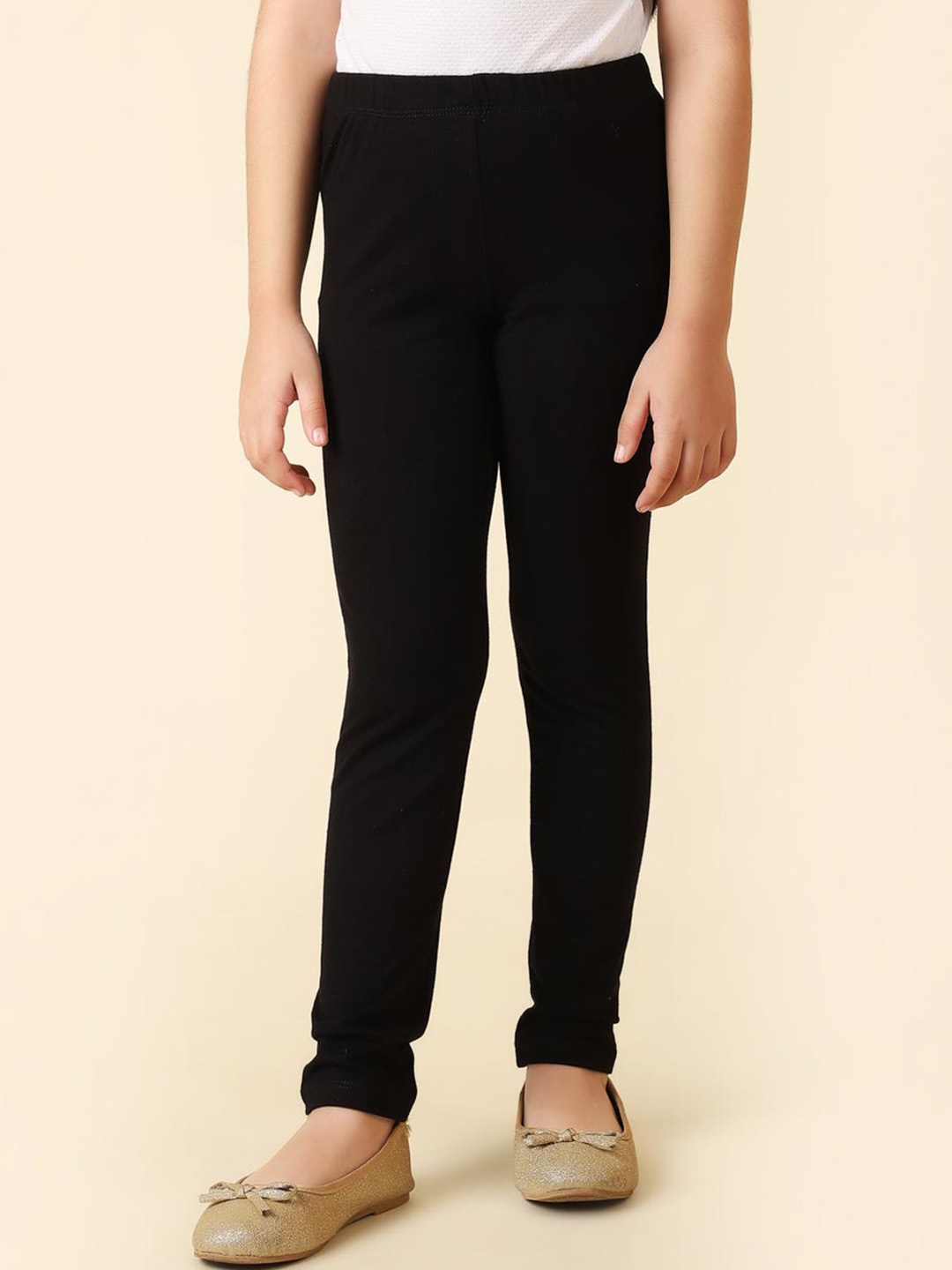 

Fabindia Girls Cotton Churidar Length Leggings, Black