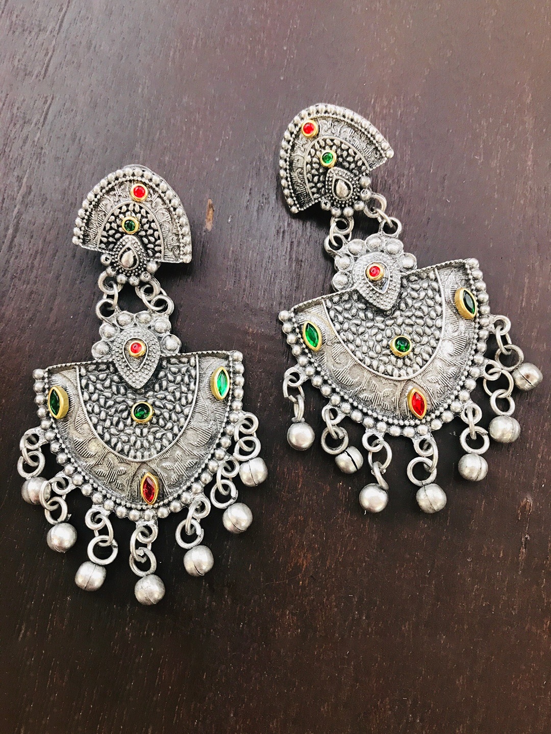 

The Opal Factory Women Silver-Plated Circular Drop Earrings, Red