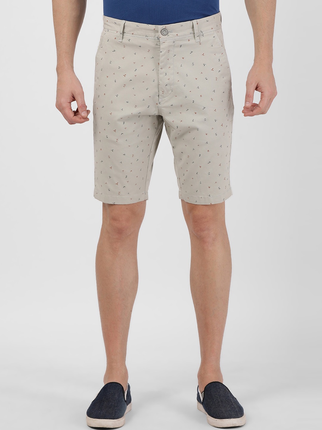 

t-base Men Micro Ditsy Printed Cotton Shorts, Grey