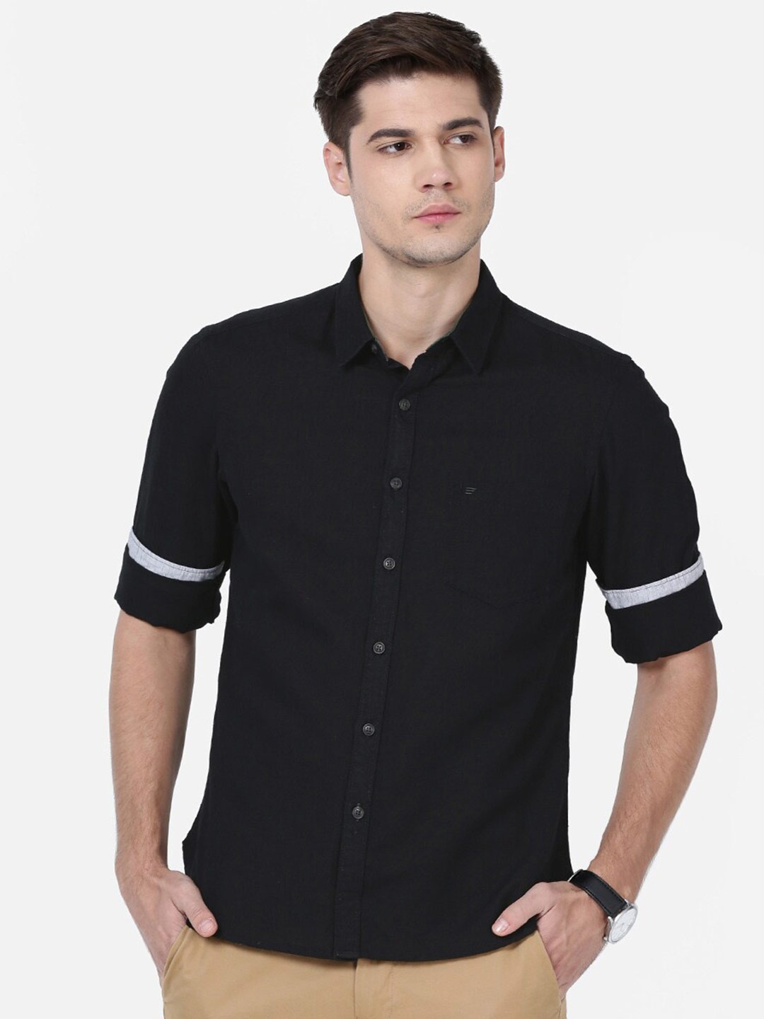 

t-base Men Plus Size Cotton Casual Shirt, Black