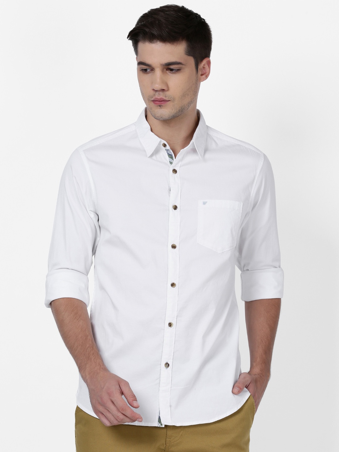 

t-base Men Casual Cotton Shirt, White