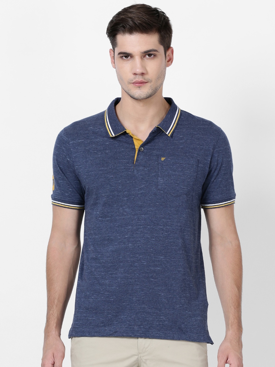 

t-base Men Polo Collar T-shirt, Blue